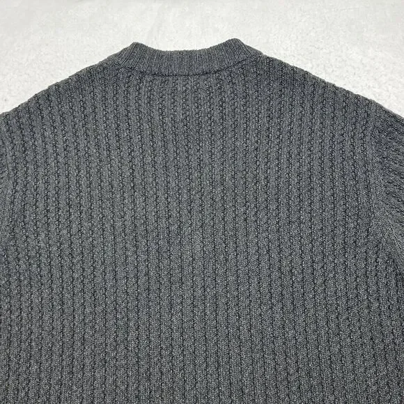 Eddie Bauer Men's XL Henley Sweater Heavyweight Dark Gray Pullover Button Up - Picture 10 of 11